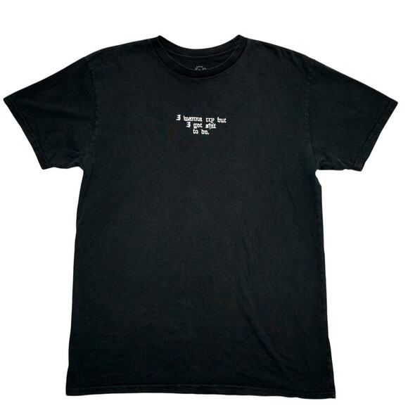 Black “I Wanna Cry But I Got Shit To Do” Embroidered Graphic Tee – Size M - Picture 1 of 3